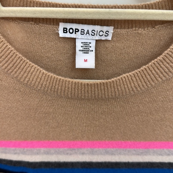 BOP BASICS - Cashmere sweater with multicolor stripe across chest - size M - Picture 3 of 4